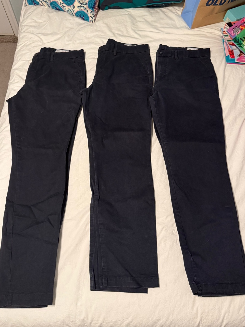 GAP Men's navy Straight Chinos 3 pairs Size 34x30